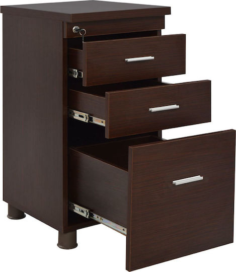 Büroaufbewahrungsschublade Vance Holzschatten Wenge mit Schloss 40x46x75cm