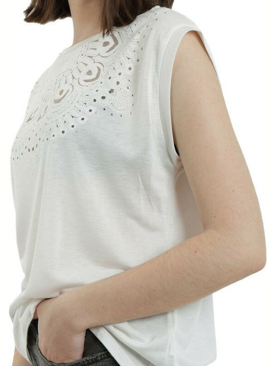 Desigual Budapest Women's Summer Blouse Sleeveless White