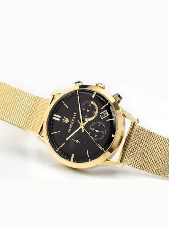 Maserati Royale Ανδρικό Ρολόι 42mm Χρονογράφος Μπαταρίας με Χρυσό Μεταλλικό Μπρασελέ