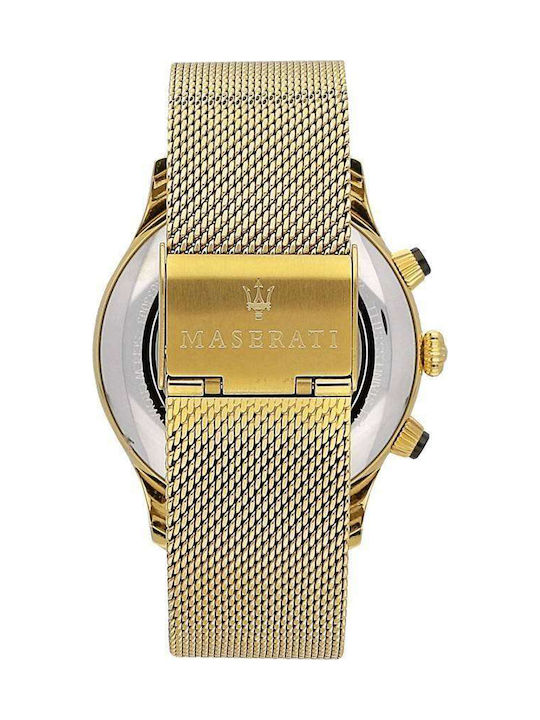 Maserati Royale Ανδρικό Ρολόι 42mm Χρονογράφος Μπαταρίας με Χρυσό Μεταλλικό Μπρασελέ