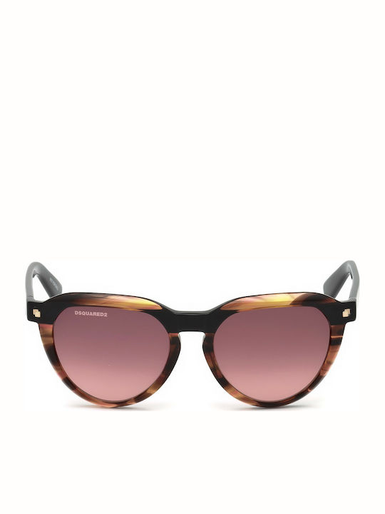 Dsquared2 Women's Sunglasses with Brown Plastic Frame and Burgundy Gradient Lens DQ0287 74G