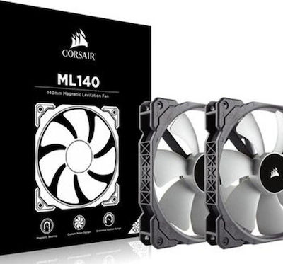 Corsair ML140 Premium Magnetic Levitation Case Fan (2000rpm / 97cfm) Χωρίς Led Φωτισμό και Σύνδεση 4-Pin PWM 2τμχ