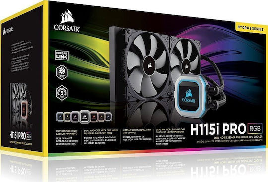 Corsair H115i Pro RGB Υδρόψυξη Επεξεργαστή Διπλού Ανεμιστήρα 140mm για Socket AM4/1200/115x