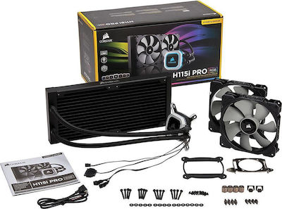 Corsair H115i Pro RGB CPU Water Cooling Dual Fan 140mm for Socket AM4/1200/115x