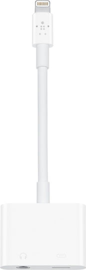 Belkin Μετατροπέας Lightning male σε 3.5mm / Lightning female Λευκό 1τμχ F8J212btWHT