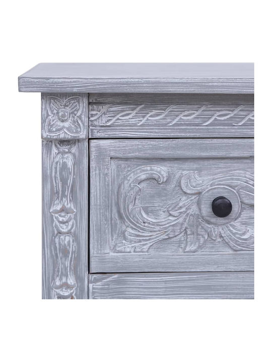 Chest of Drawers of Solid Wood with 2 Drawers Gray 90x30x60cm