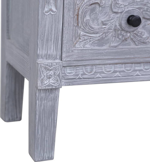 Chest of Drawers of Solid Wood with 2 Drawers Gray 90x30x60cm