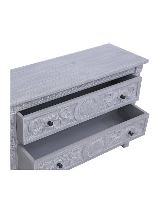 Chest of Drawers of Solid Wood with 2 Drawers Gray 90x30x60cm