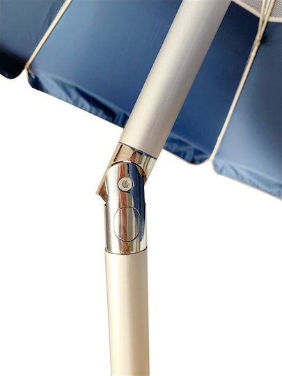 Ankor Folding Beach Umbrella Aluminum Diameter 2m with UV Protection and Air Vent Silver/Blue