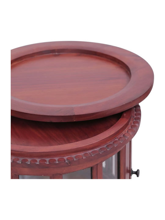 Round Solid Wood Side Table Cherry L50xW50xH76cm