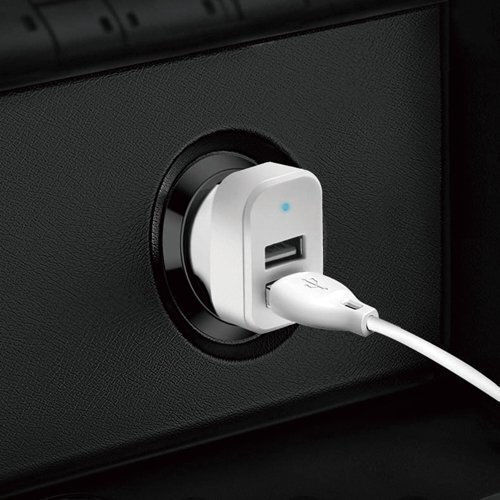 Dudao R7 Auto-Ladegerät 3W 2.4A mit einem Anschluss: 1xUSB mit Kabel Blitzschlag / Mikro-USB / Typ-C,TC-TC Weiß Farbe