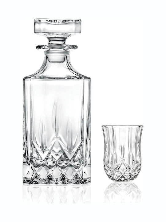 RCR Opera Cristal Carafă de Servire Lichior 18.8buc cu Dop și Pahare Transparentă 750ml 7buc