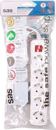 SAS Power Strip 5 Positions with Switch and Cable 1.5m
