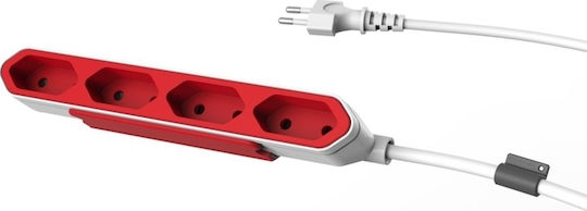Allocacoc Powerbar Πολύπριζο 4 Θέσεων με Καλώδιο 1.5m Κόκκινο