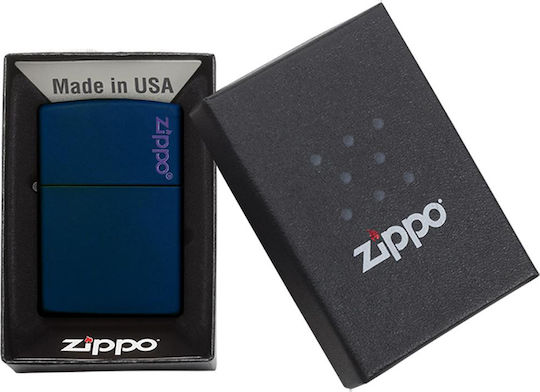 Zippo Classic Logo Winddichter Feuerzeug Flamme Navy Blau