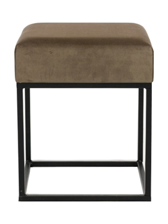 Cube Living Room Stool Padded with Velvet Μπεζ 34x34x40cm