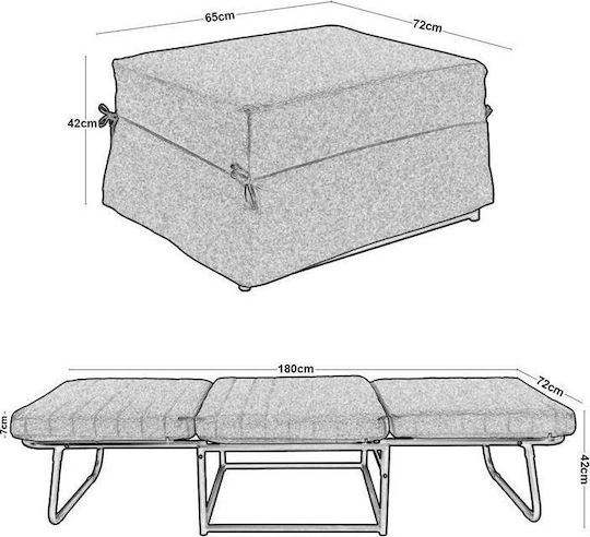 Hocker Für das Wohnzimmer Sofa Gepolstert mit Stoff Logan Beige 72x65x42cm