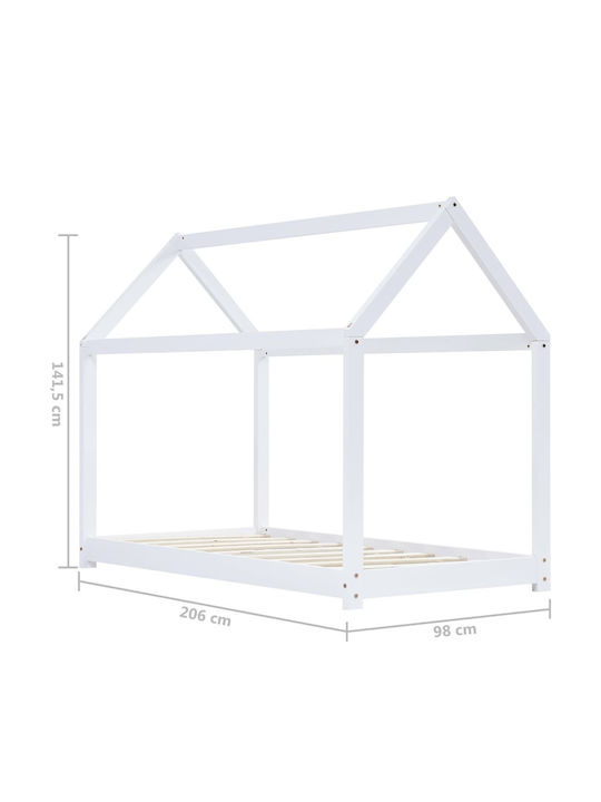 House Pat pentru Copii Montessori Single Alb pentru Saltea 90x200cm