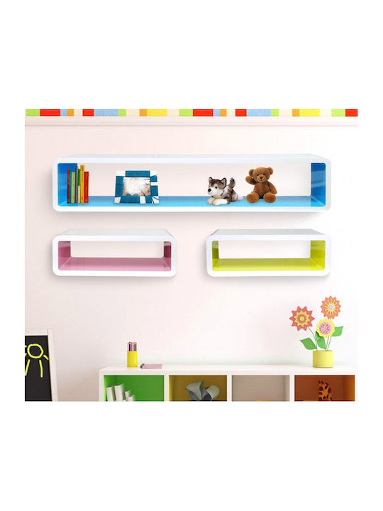 S/3 Wall Shelf White 90x18x15cm