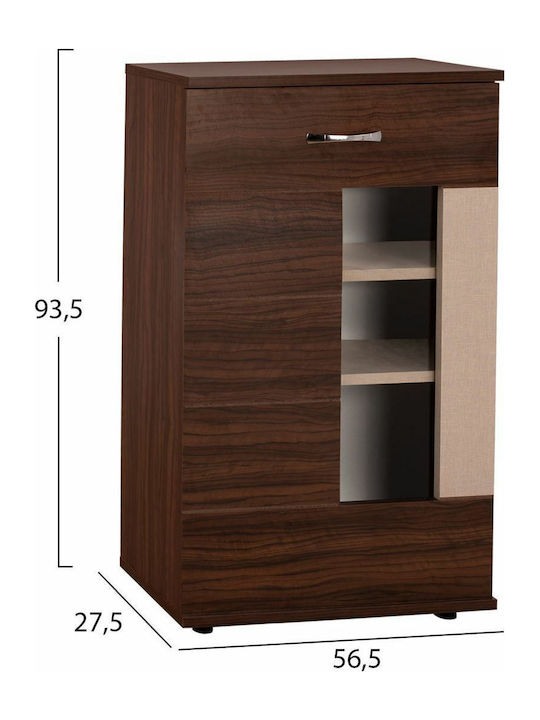 Amalfi Floor-standing Living Room Display Cabinet made of Particleboard Walnut / Beige 56.5x27.5x93.5cm