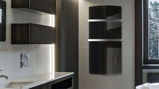 Radialight Deva Electric Towel Rail with Glass Front 1500W 105x52cm Black