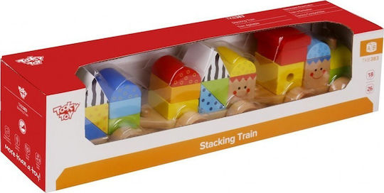 Tooky Toys Bauklötze Zug Stapelspiel Hölzernes für 1,5+ Jahre 26 Stück