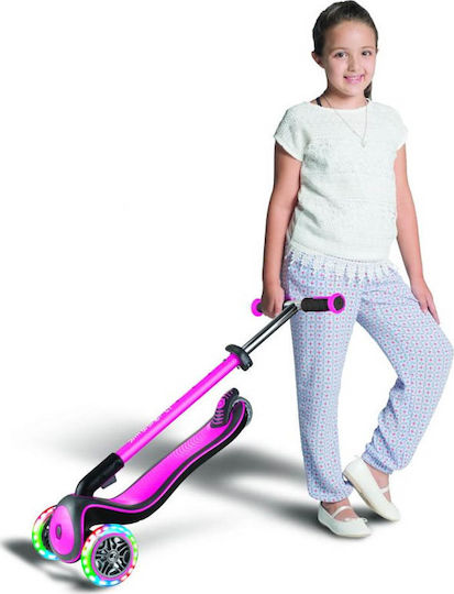 Globber Kids Scooter Foldable Elite Deluxe Lights 3-Wheel for 3+ Years Pink