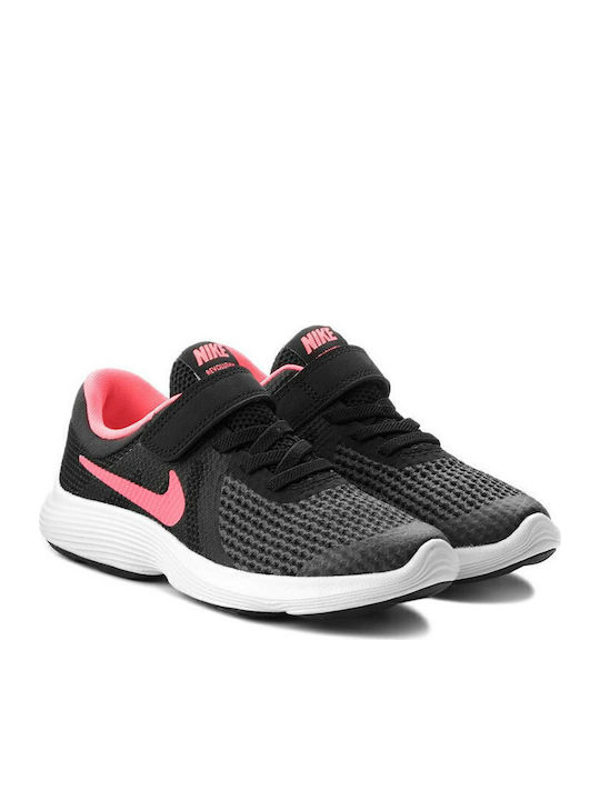 Revolution Revolution 4 Kids Sports Shoes Running with Hoop & Loop Closure Black / Racer Pink / White
