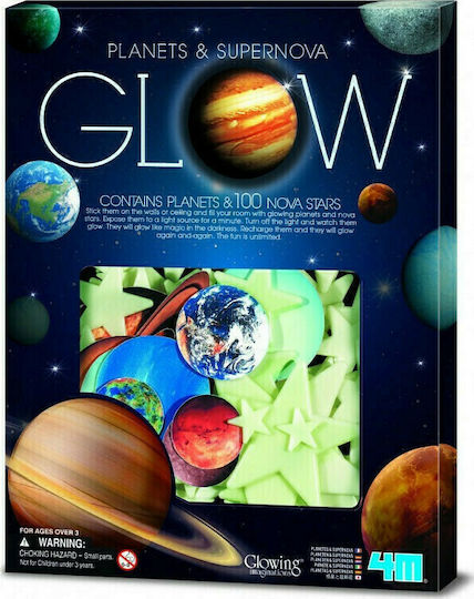 4M Kids Glow-in-the-Dark Wall Sticker Planets & Supernova 30pcs