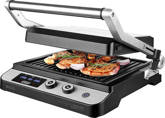ECG KG 1000 Gourmet Τοστιέρα Γκριλιέρα με Αποσπώμενες Πλάκες 2000W Inox
