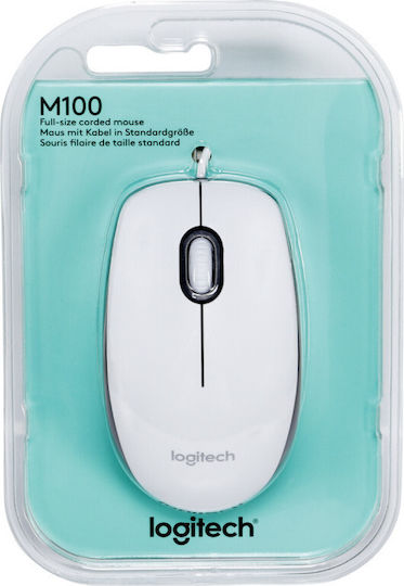 Logitech M100 С кабел Мишка Бял