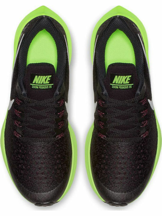 Pegasus Air Zoom Pegasus 35 GS Kids Sports Shoes Running with Laces Black / White / Burgundy Ash