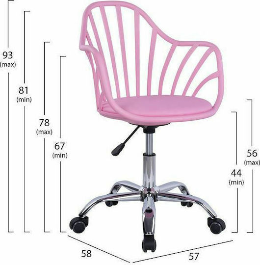 HomeMarkt Stuhl Büro mit Armen Becky HM8457.05 Rosa