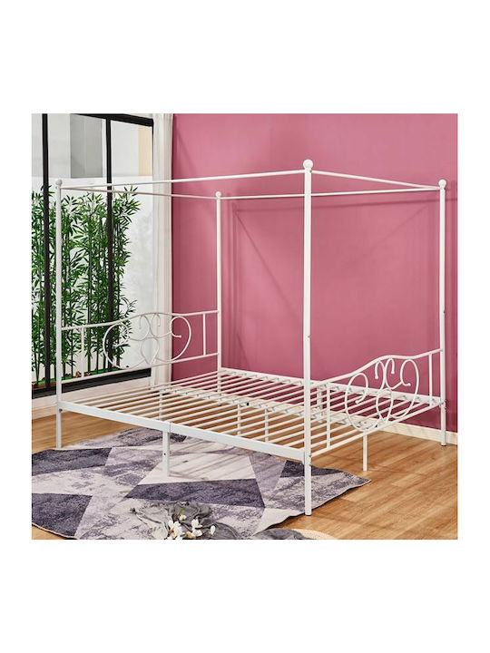 Jaclyn Bett Einzelbett Metall White für Matratze 90x190cm