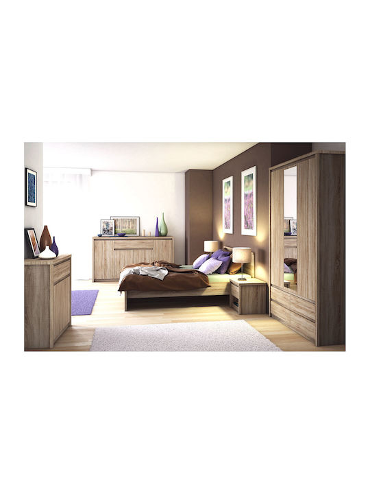 Norton Κρεβάτι Υπέρδιπλο από Μασίφ Ξύλο Sonoma για Στρώμα 160x200cm