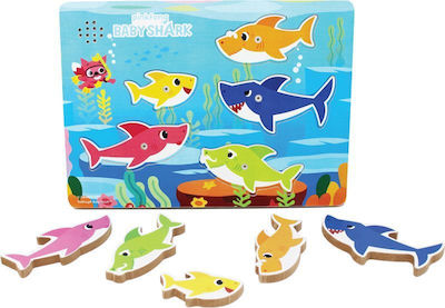 Wooden Kids Peg Puzzle Baby Shark with Sounds for 2++ Years 5pcs Spin Master