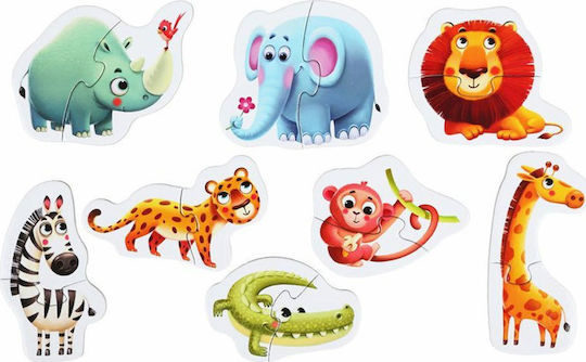 Puzzle pentru Copii Animale din Junglă pentru 2++ Ani 16buc Cubika