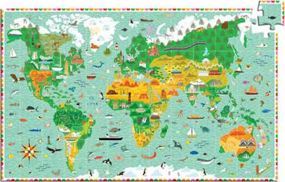 Παιδικό Puzzle Παγκόσμιος Χάρτης 200pcs για 6+ Ετών Djeco
