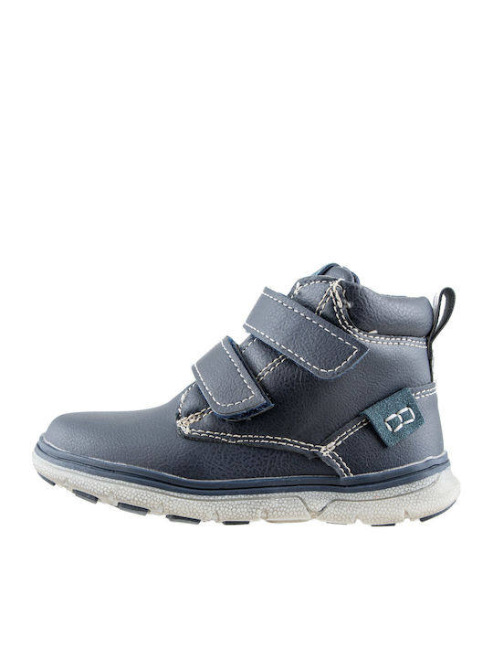 Vostok Anatomical Leather Kids Boots with Velcro Navy Blue