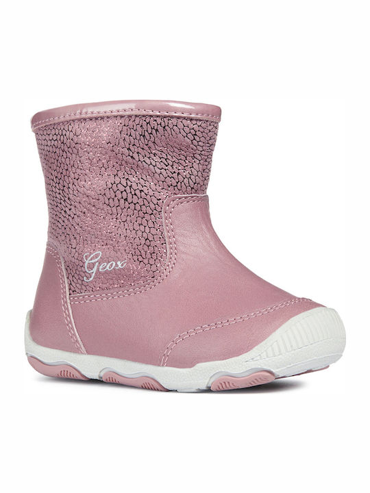 Geox Kids Suede Anatomic Boots with Zipper Pink