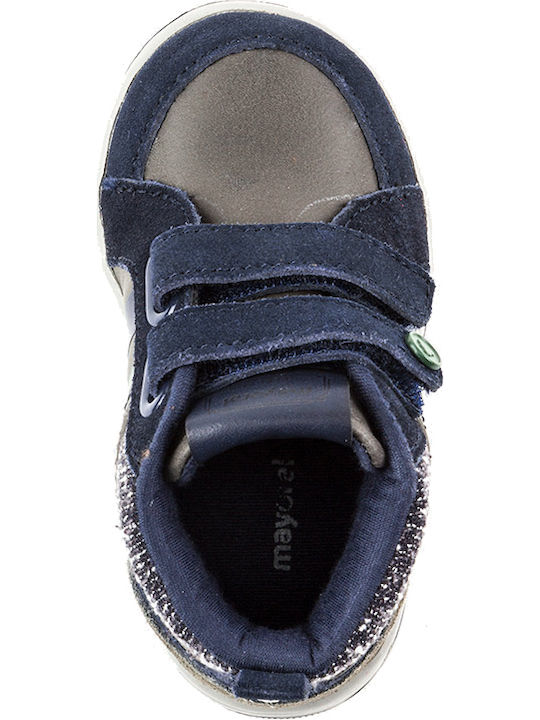 Lederne Kinderstiefeletten mit Klettverschluss Marineblau