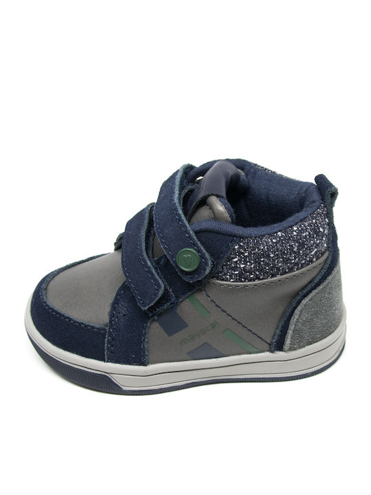 Lederne Kinderstiefeletten mit Klettverschluss Marineblau