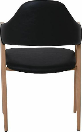 Delta Dining Room Artificial Leather Armchair Natural - Black 51x51x81cm 2pcs