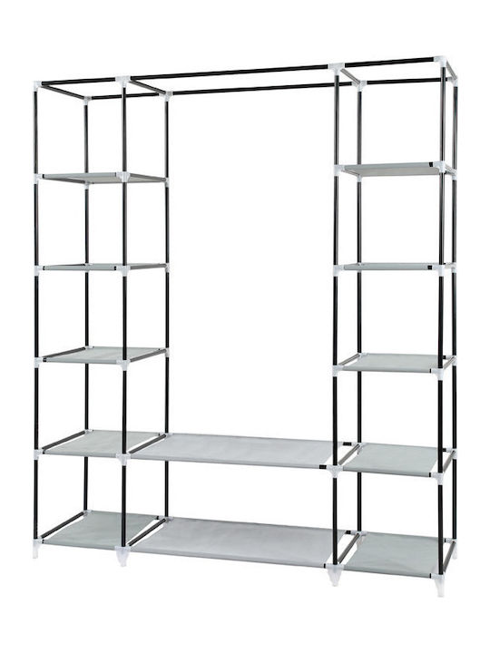 Herzberg Fabric Wardrobe with Zipper and Shelves in Blue Color 133x44x175cm
