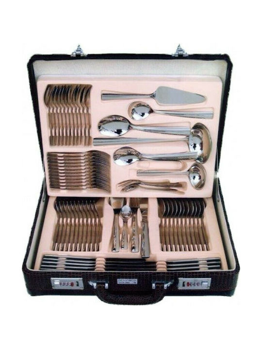 Karvounis Cutlery Set Stainless Silver 72pcs with Suitcase