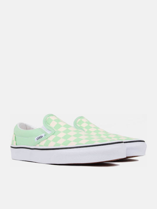 Checkerboard Classic Women's Canvas Slip-Ons Green Ash/True White