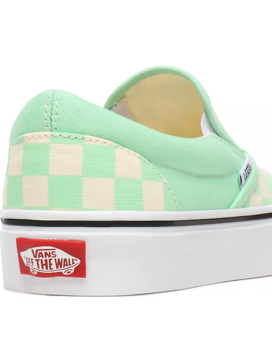Checkerboard Classic Women's Canvas Slip-Ons Green Ash/True White