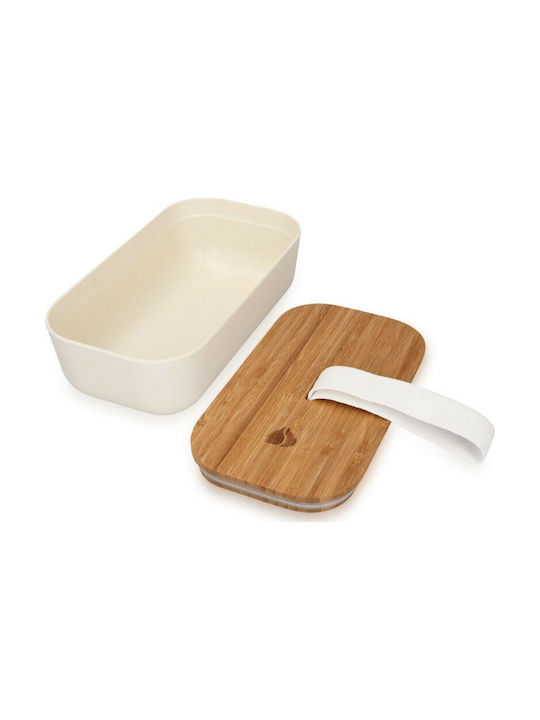 Navaris Bento Cutie pentru Mâncare Bambus Alb 700ml 1buc