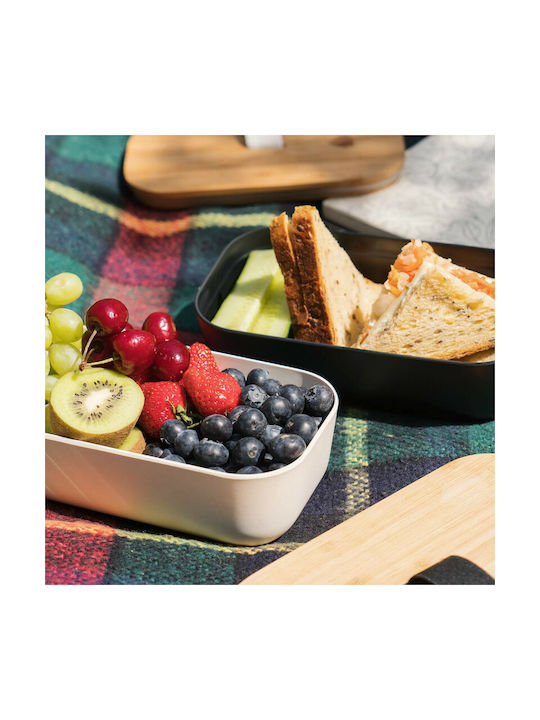 Navaris Bento Cutie pentru Mâncare Bambus Alb 700ml 1buc
