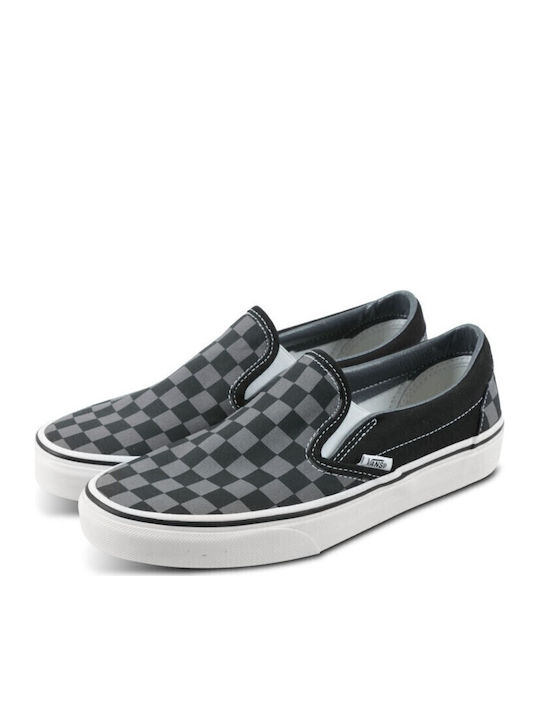 Checkerboard Classic Men's Canvas Slip-Ons Black/Pewter